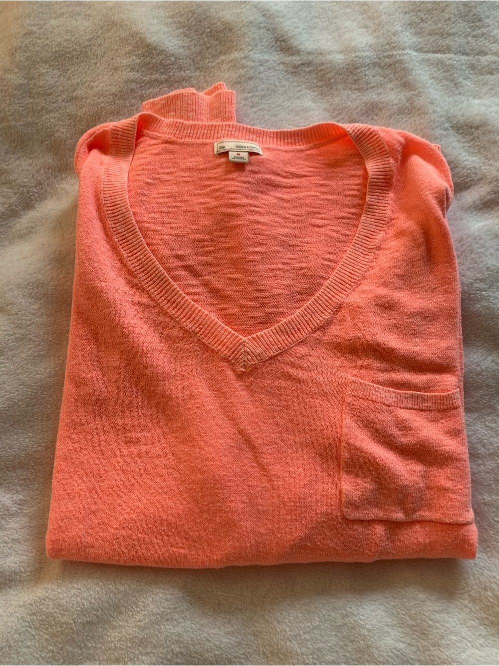 GAP Hot Pink V-Neck Pocket Cotton Rayon Blend Oversize Pullover Sweater M - Picture 15 of 15